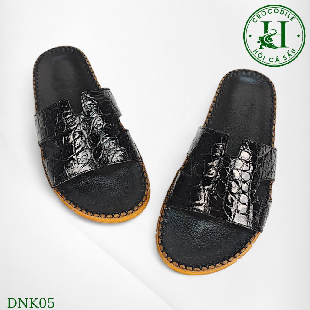Dép nam quai ngang cá sấu HỘI CÁ SẤU CROCODILE DNK05 , đế TPR siêu bền khâu viền thủ công đi êm chân, BH 5 năm