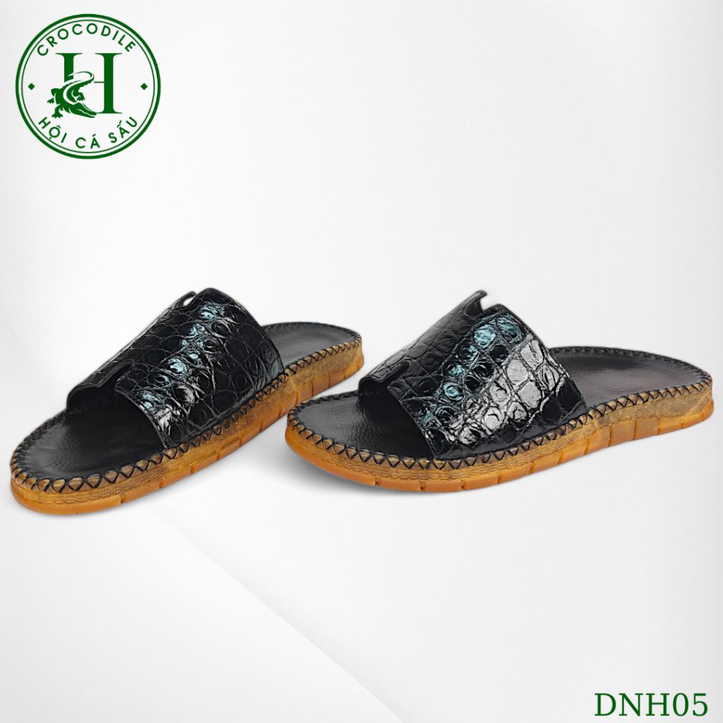 Dép nam quai ngang cá sấu HỘI CÁ SẤU CROCODILE DNH05 , đế TPR siêu bền khâu viền thủ công đi êm chân, BH 5 năm