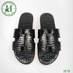 Dép nam quai ngang cá sấu HỘI CÁ SẤU CROCODILE H79V , đế da cao cấp, BH 5 năm