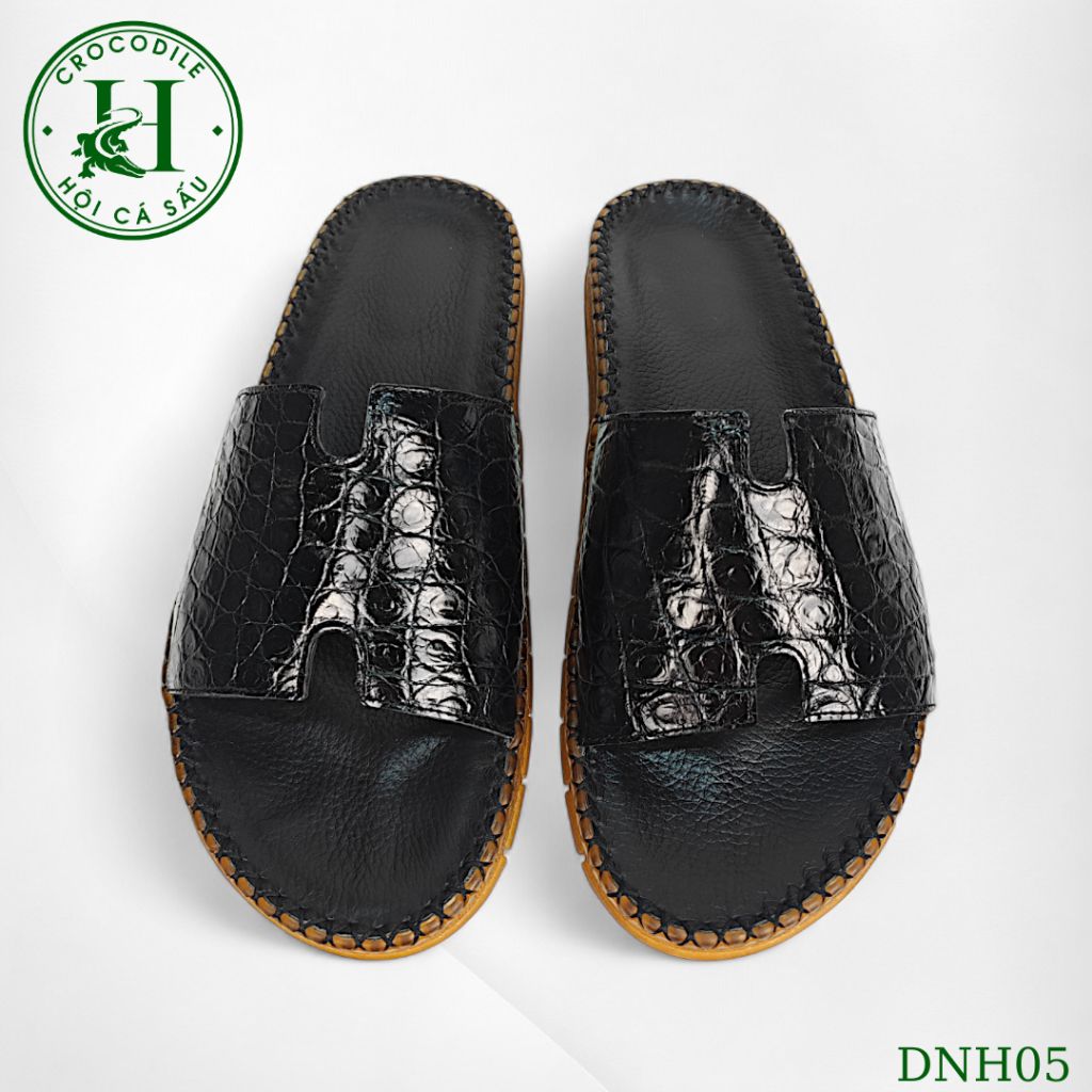 Dép nam quai ngang cá sấu HỘI CÁ SẤU CROCODILE DNH05 , đế TPR siêu bền khâu viền thủ công đi êm chân, BH 5 năm