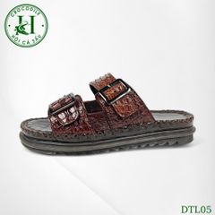 DTL05 – Dép Quai Ngang Da Lưng Cá Sấu Thật, Đế Kép Tăng Chiều Cao, Thủ Công Sang Trọng