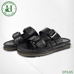 DTL05 – Dép Quai Ngang Da Lưng Cá Sấu Thật, Đế Kép Tăng Chiều Cao, Thủ Công Sang Trọng