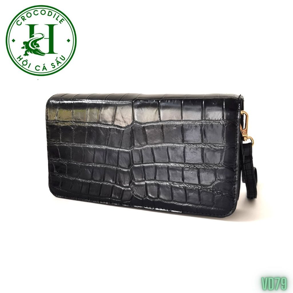 Ví cầm tay 2 kéo cao cấp da bụng cá sấu VD79