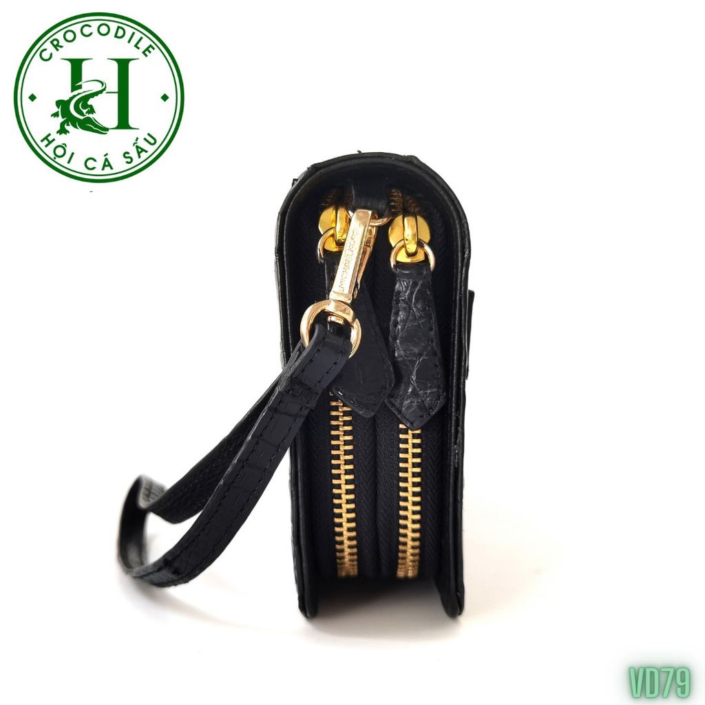 Ví cầm tay 2 kéo cao cấp da bụng cá sấu VD79
