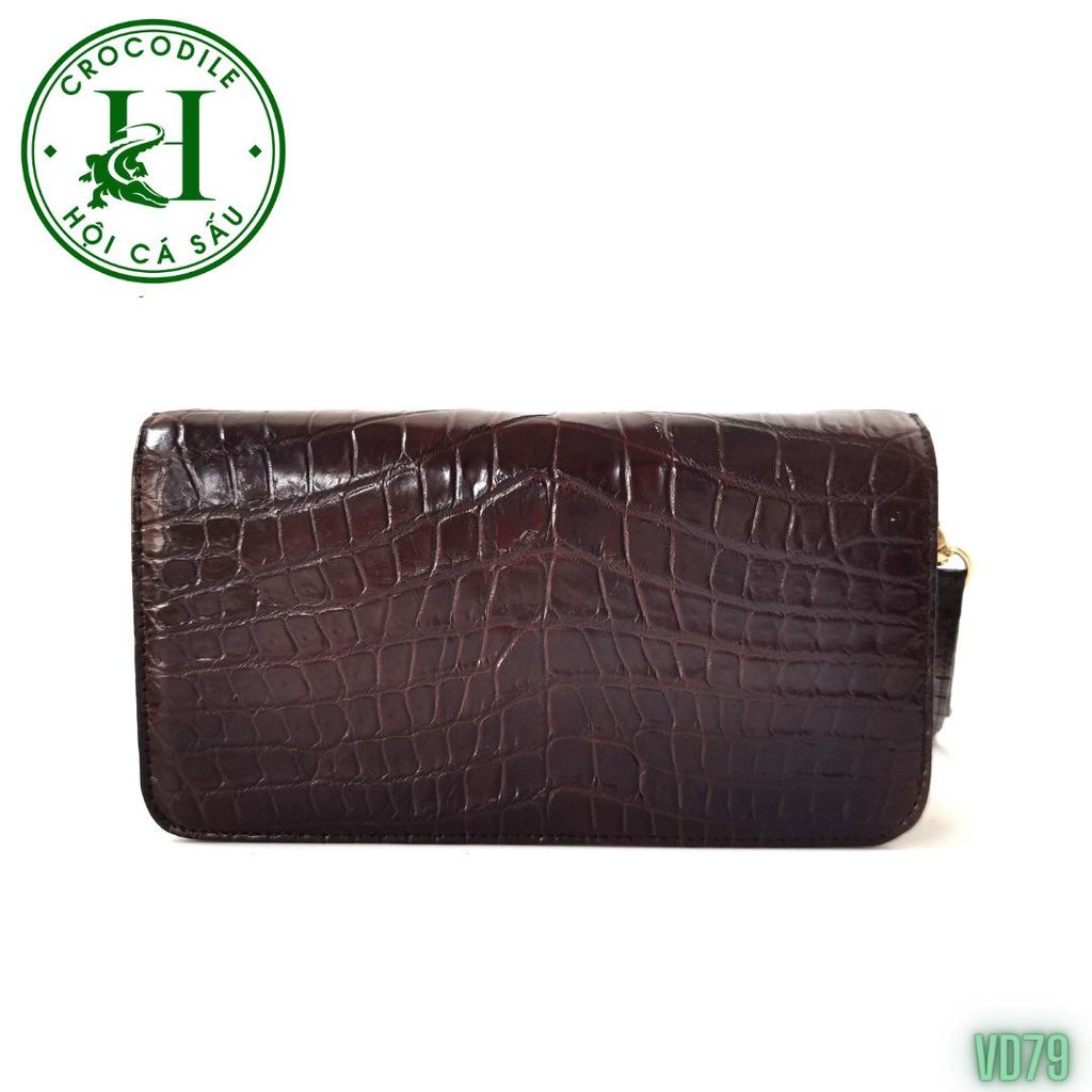 Ví cầm tay 2 kéo cao cấp da bụng cá sấu VD79