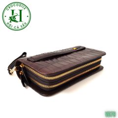 Ví cầm tay 2 kéo cao cấp da bụng cá sấu VD79