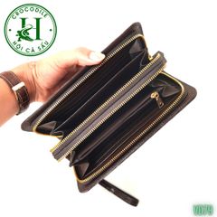 Ví cầm tay 2 kéo cao cấp da bụng cá sấu VD79