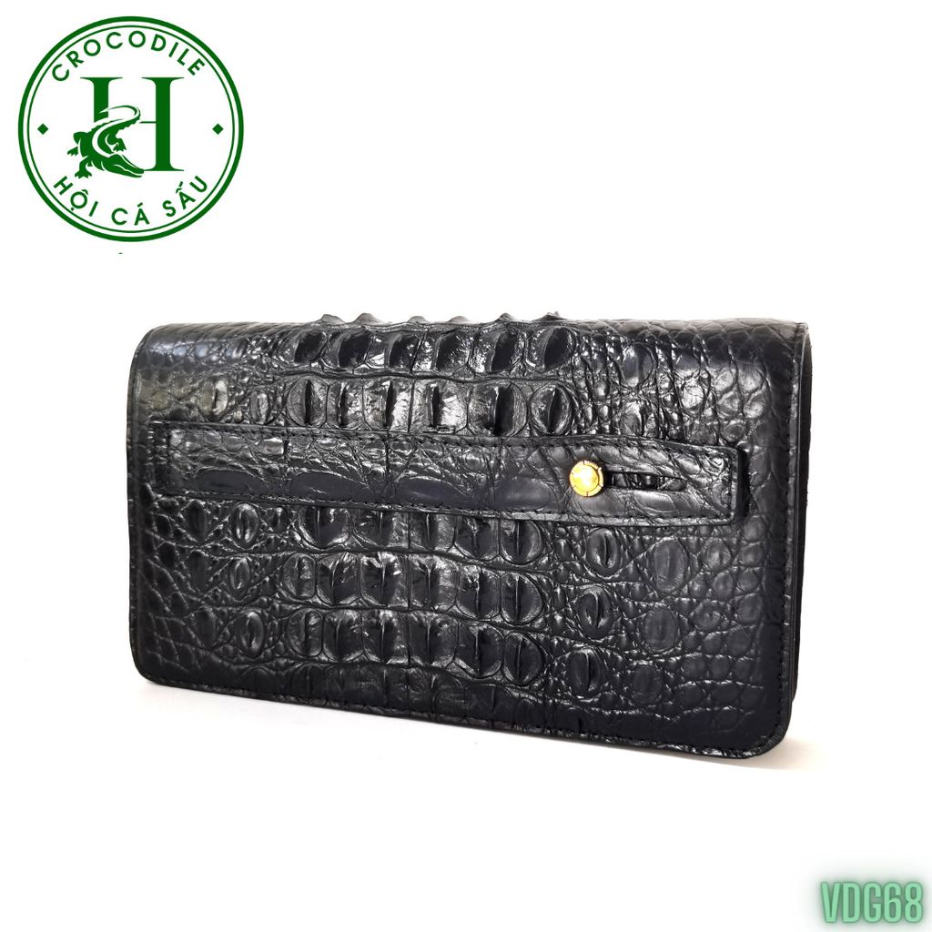 Ví cầm tay 2 kéo cao cấp da gù cá sấu VDG68