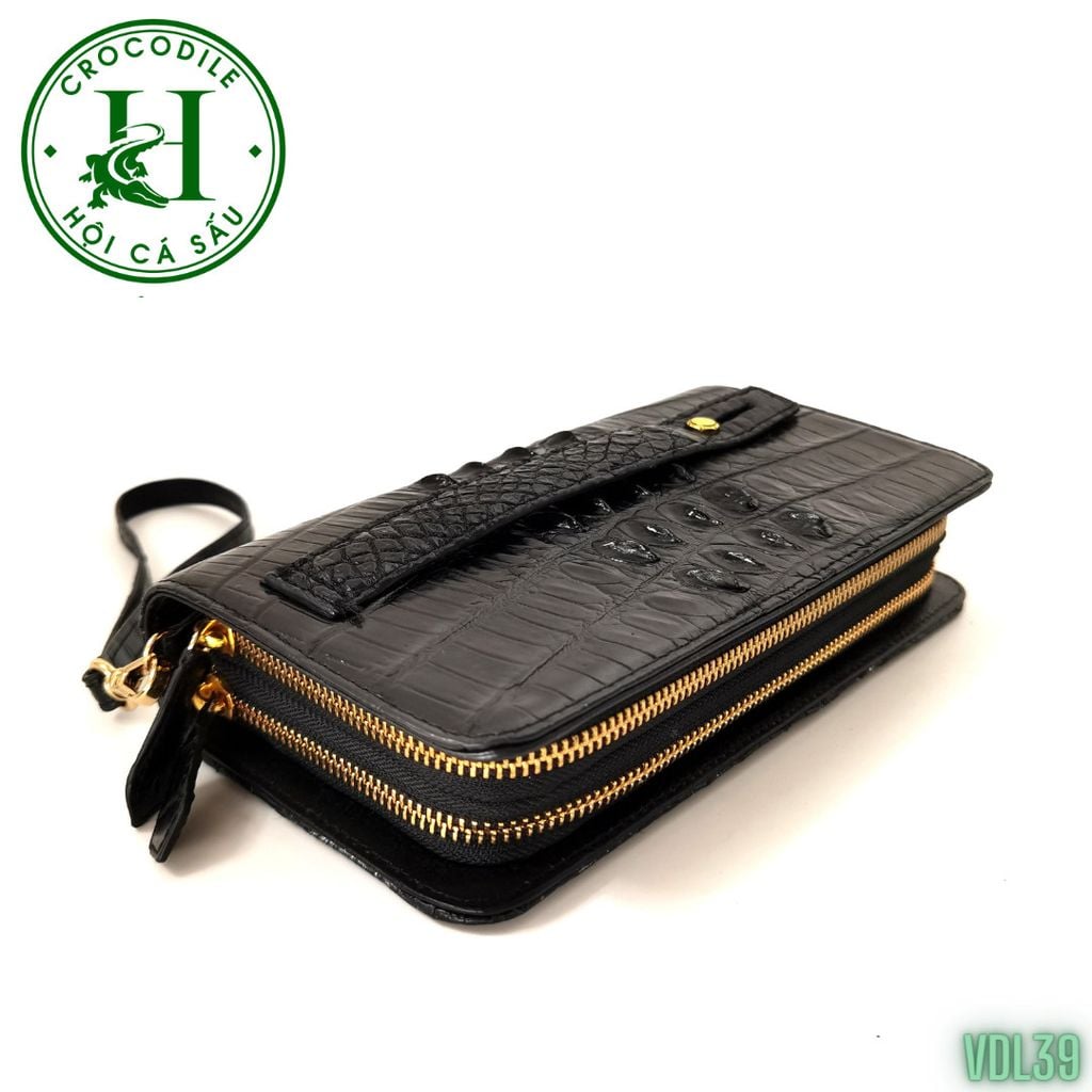 Ví cầm tay 2 kéo cao cấp da lưng cá sấu VDL39