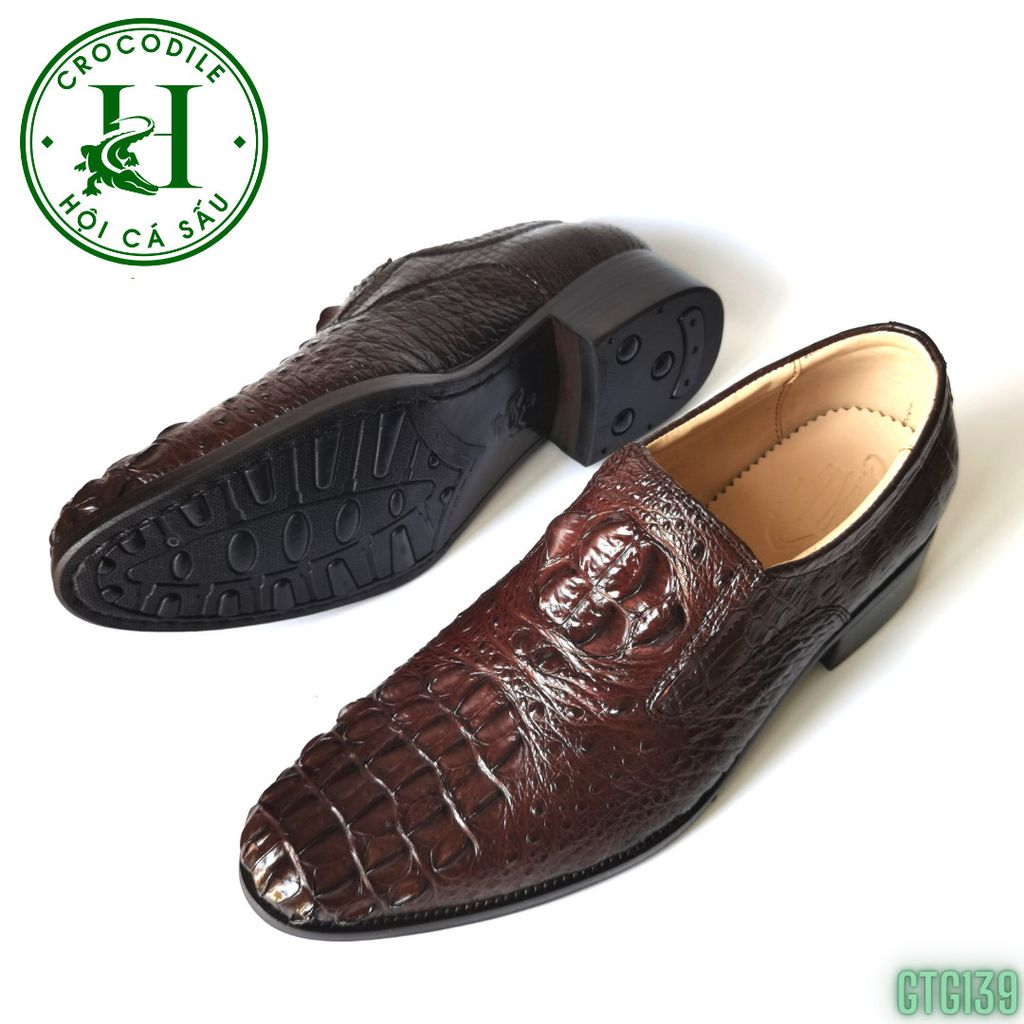 GTG139 – Giày Tây Loafer da gù cá sấu thật, thủ công cao cấp, đẳng cấp quý ông