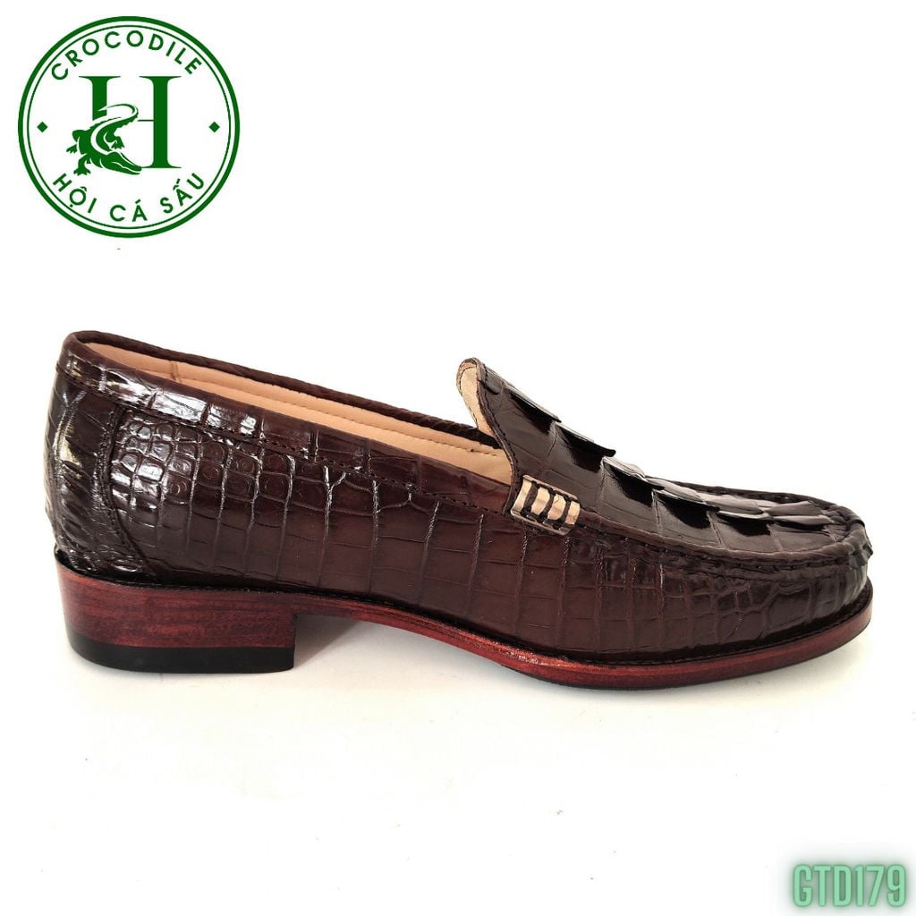 GTD179 – Giày lười đế cao da đuôi cá sấu cao cấp, thủ công tinh xảo