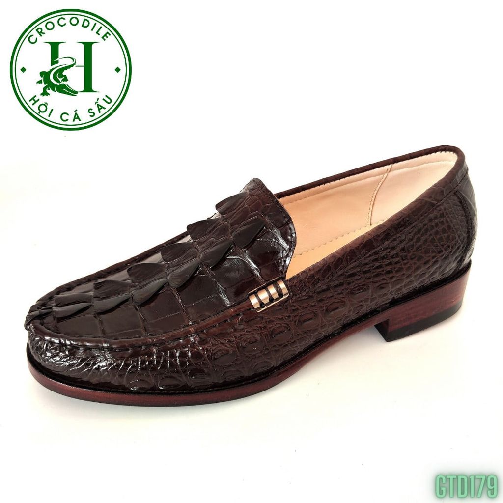 GTD179 – Giày lười đế cao da đuôi cá sấu cao cấp, thủ công tinh xảo