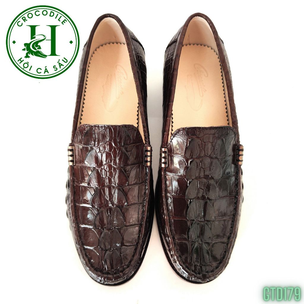 GTD179 – Giày lười đế cao da đuôi cá sấu cao cấp, thủ công tinh xảo