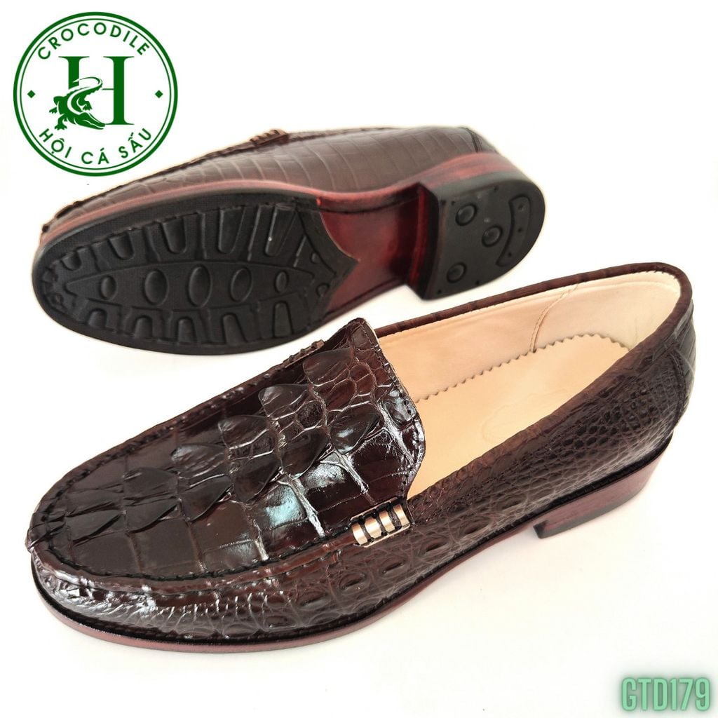 GTD179 – Giày lười đế cao da đuôi cá sấu cao cấp, thủ công tinh xảo