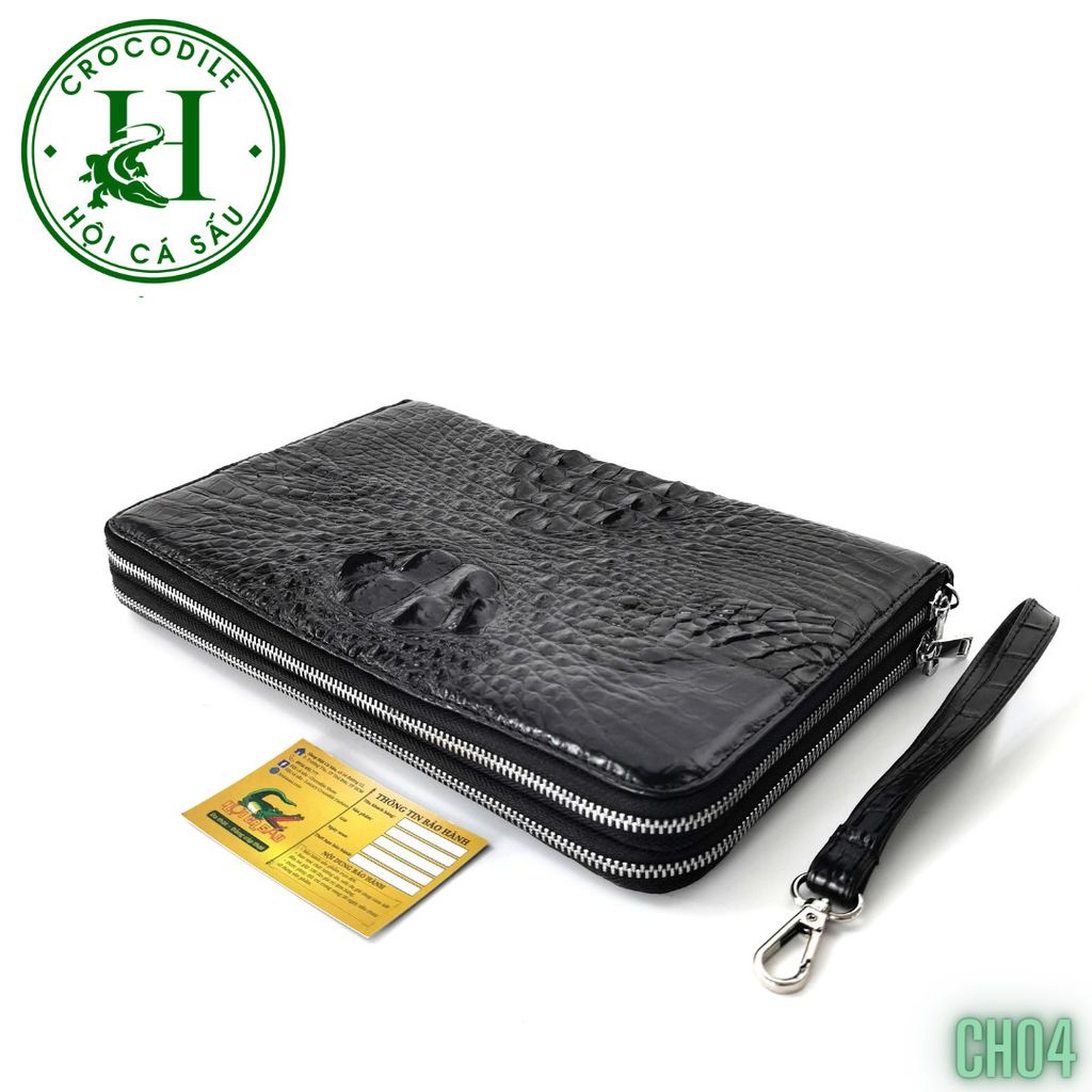 Ví cầm tay 2 kéo size lớn da cá sấu cao cấp CH04
