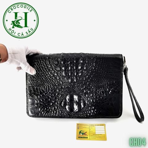 Ví cầm tay 2 kéo size lớn da cá sấu cao cấp CH04