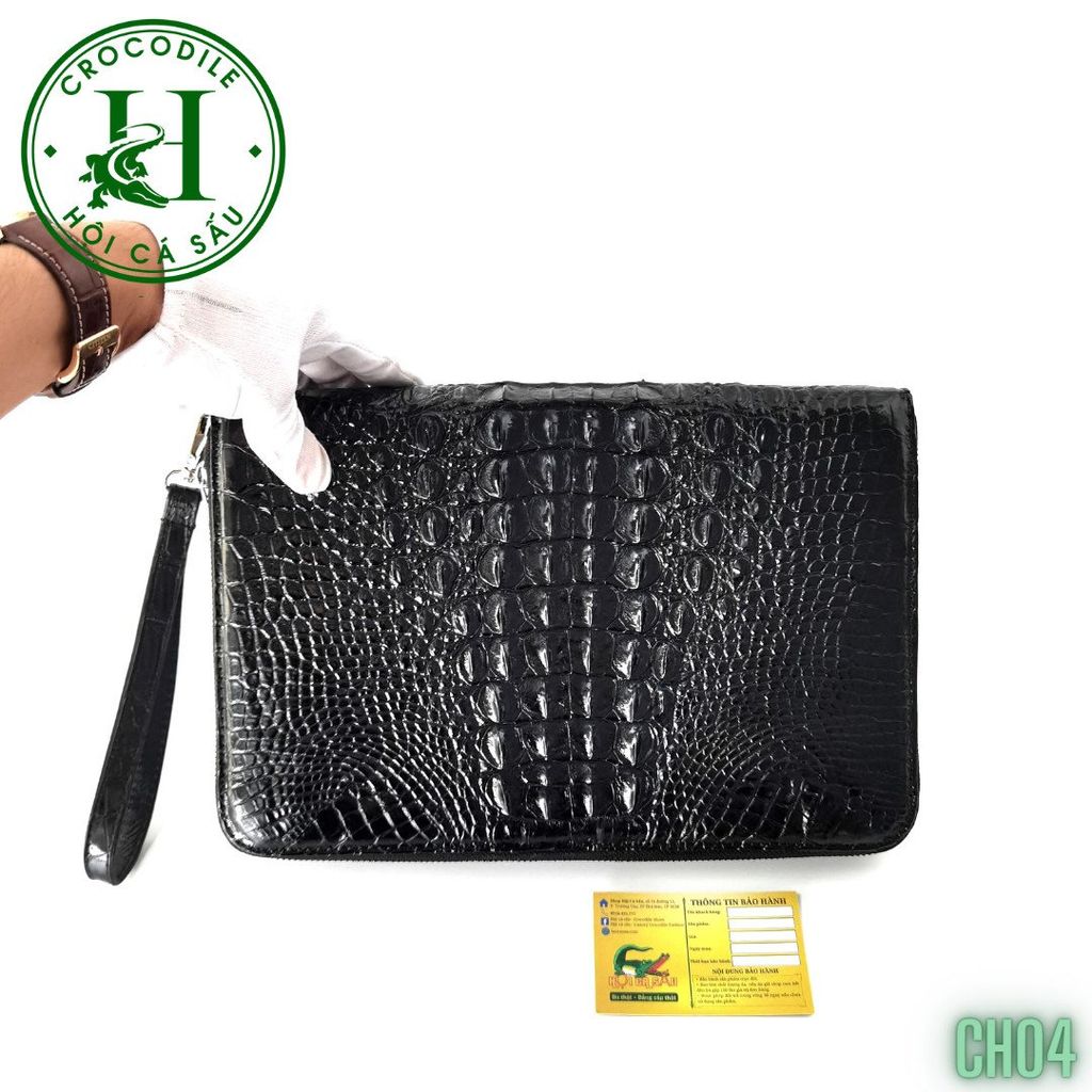 Ví cầm tay 2 kéo size lớn da cá sấu cao cấp CH04