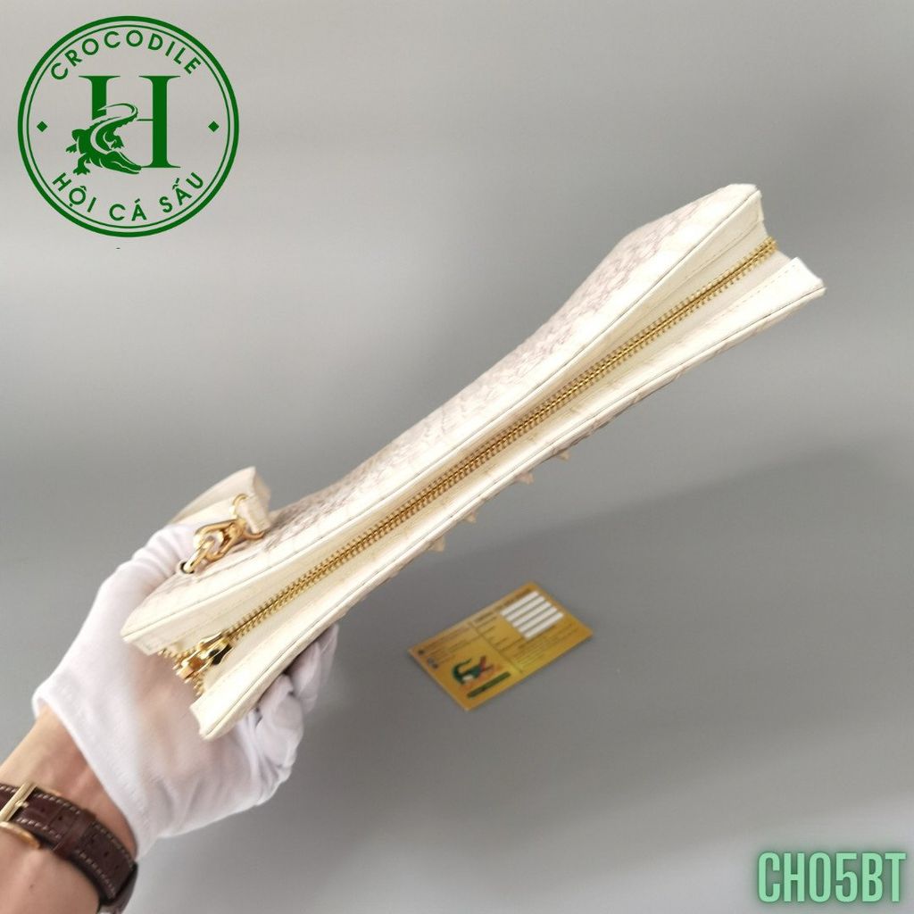 Clutch kẹp nách nam da cá sấu bạch tạng cao cấp CH05BT