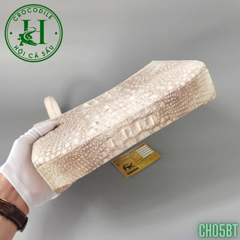 Clutch kẹp nách nam da cá sấu bạch tạng cao cấp CH05BT