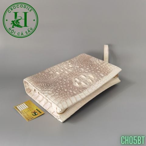 Clutch kẹp nách nam da cá sấu bạch tạng cao cấp CH05BT
