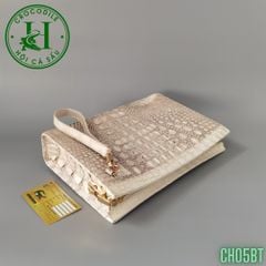 Clutch kẹp nách nam da cá sấu bạch tạng cao cấp CH05BT