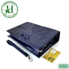 Clutch kẹp nách nam da cá sấu xanh Navy cao cấp CH05X