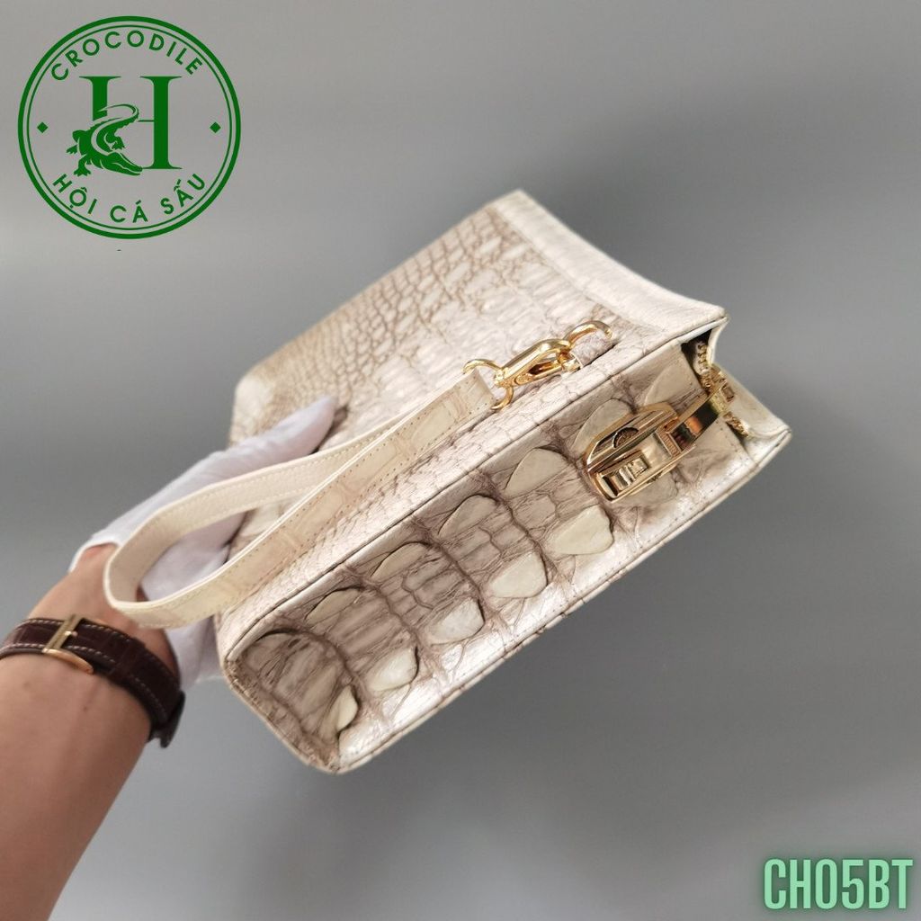 Clutch kẹp nách nam da cá sấu bạch tạng cao cấp CH05BT