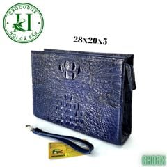 Clutch kẹp nách nam da cá sấu xanh Navy cao cấp CH05X