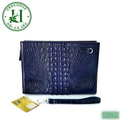 Clutch kẹp nách nam da cá sấu xanh Navy cao cấp CH05X