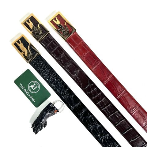 Thắt lưng cao cấp da bụng cá sấu - đầu khóa hợp kim đúc nguyên khối cao cấp