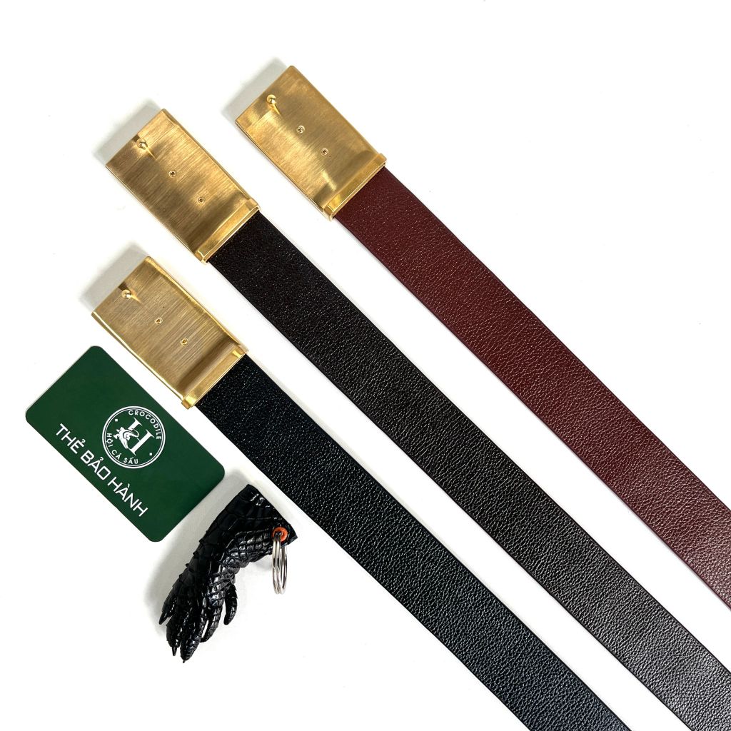 Thắt lưng cao cấp da bụng cá sấu - đầu khóa hợp kim đúc nguyên khối cao cấp