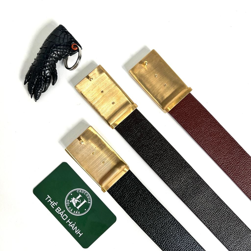 Thắt lưng cao cấp da bụng cá sấu - đầu khóa hợp kim đúc nguyên khối cao cấp