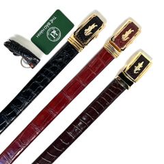 Thắt lưng cao cấp da bụng cá sấu - đầu khóa hợp kim vàng không gỉ