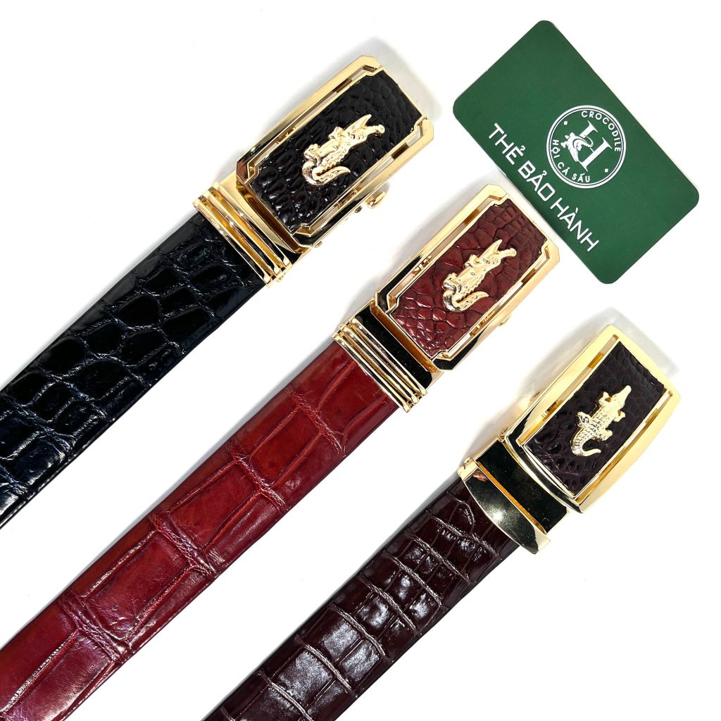 Thắt lưng cao cấp da bụng cá sấu - đầu khóa hợp kim vàng không gỉ