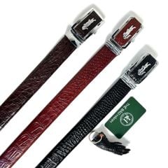 Thắt lưng cao cấp da bụng cá sấu - đầu khóa hợp kim trắng không gỉ