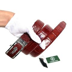 Thắt lưng cao cấp da bụng cá sấu - đầu khóa hợp kim trắng không gỉ
