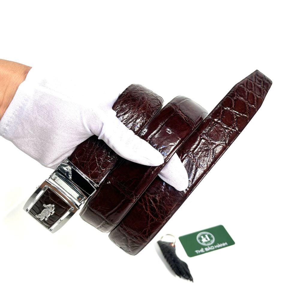 Thắt lưng cao cấp da bụng cá sấu - đầu khóa hợp kim trắng không gỉ