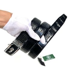 Thắt lưng cao cấp da bụng cá sấu - đầu khóa hợp kim trắng không gỉ