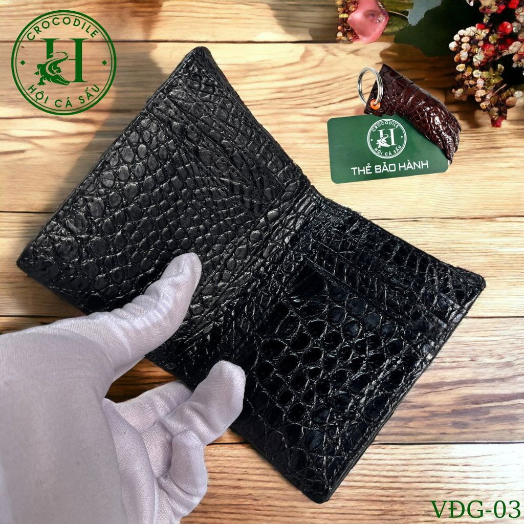 Ví nam phom đứng da gù cá sấu cao cấp - VDG