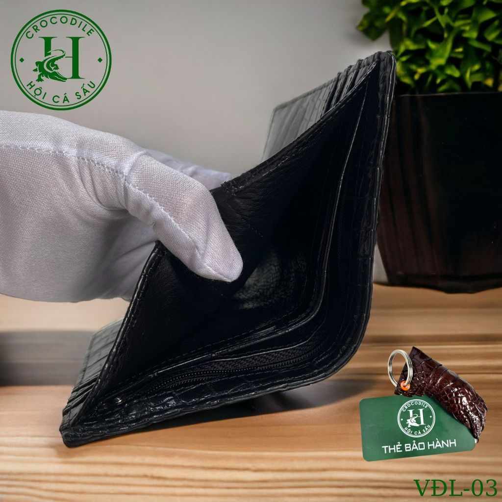 Ví nam phom đứng da lưng cá sấu cao cấp - VDL