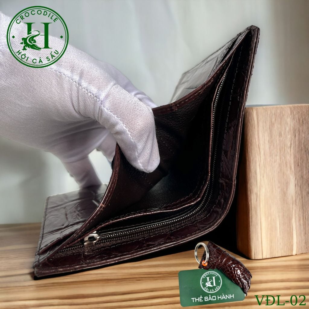 Ví nam phom đứng da lưng cá sấu cao cấp - VDL