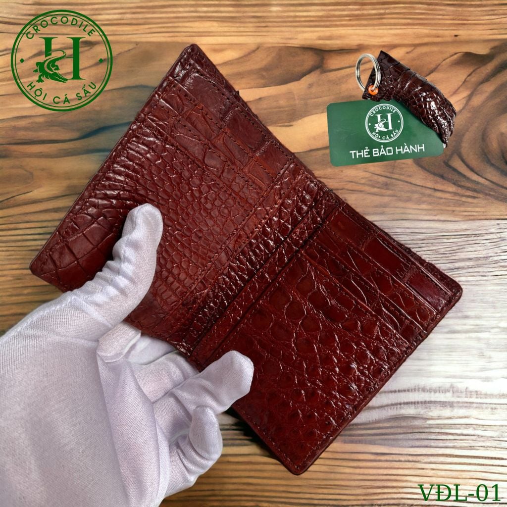 Ví nam phom đứng da lưng cá sấu cao cấp - VDL