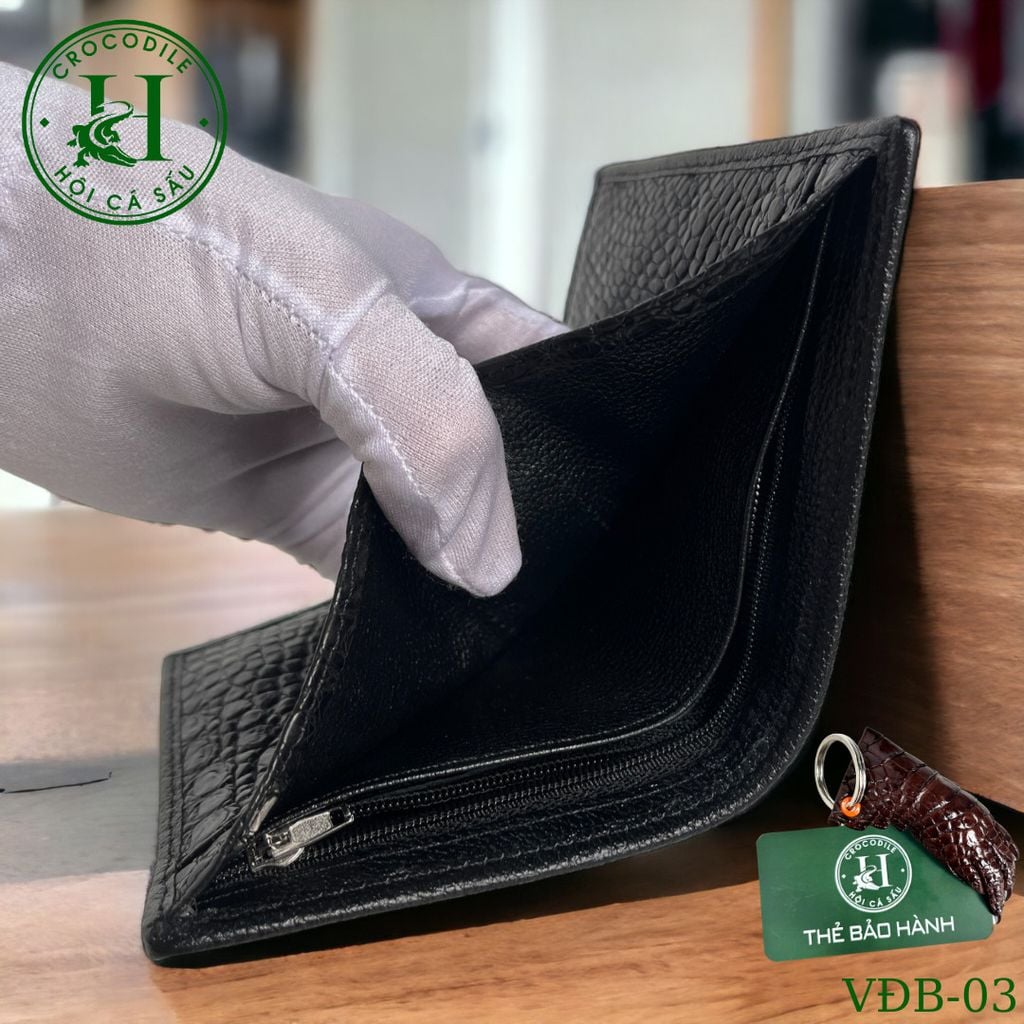 Ví nam phom đứng da bụng cá sấu cao cấp - VDB