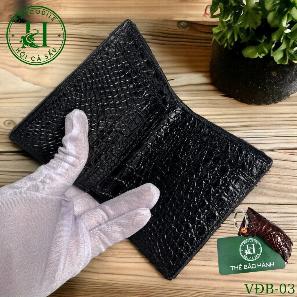 Ví nam phom đứng da bụng cá sấu cao cấp - VDB