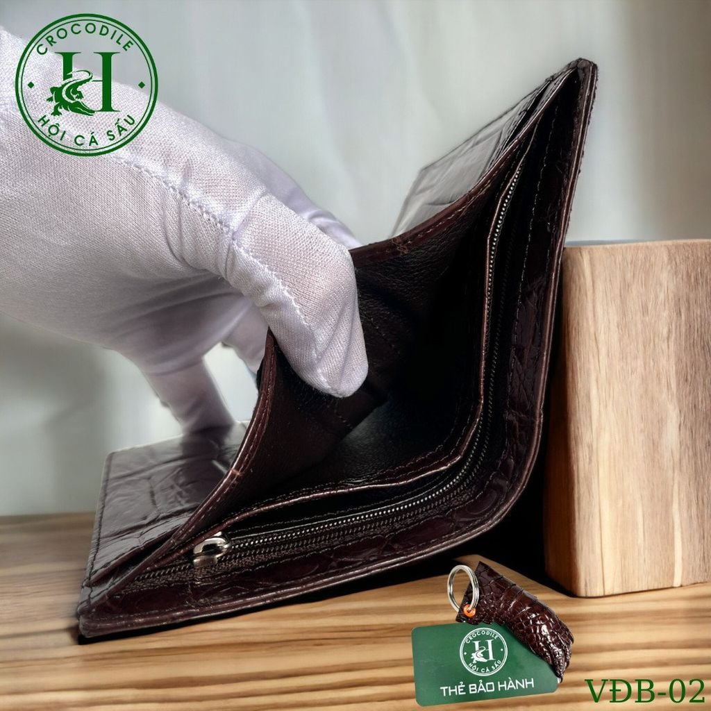 Ví nam phom đứng da bụng cá sấu cao cấp - VDB