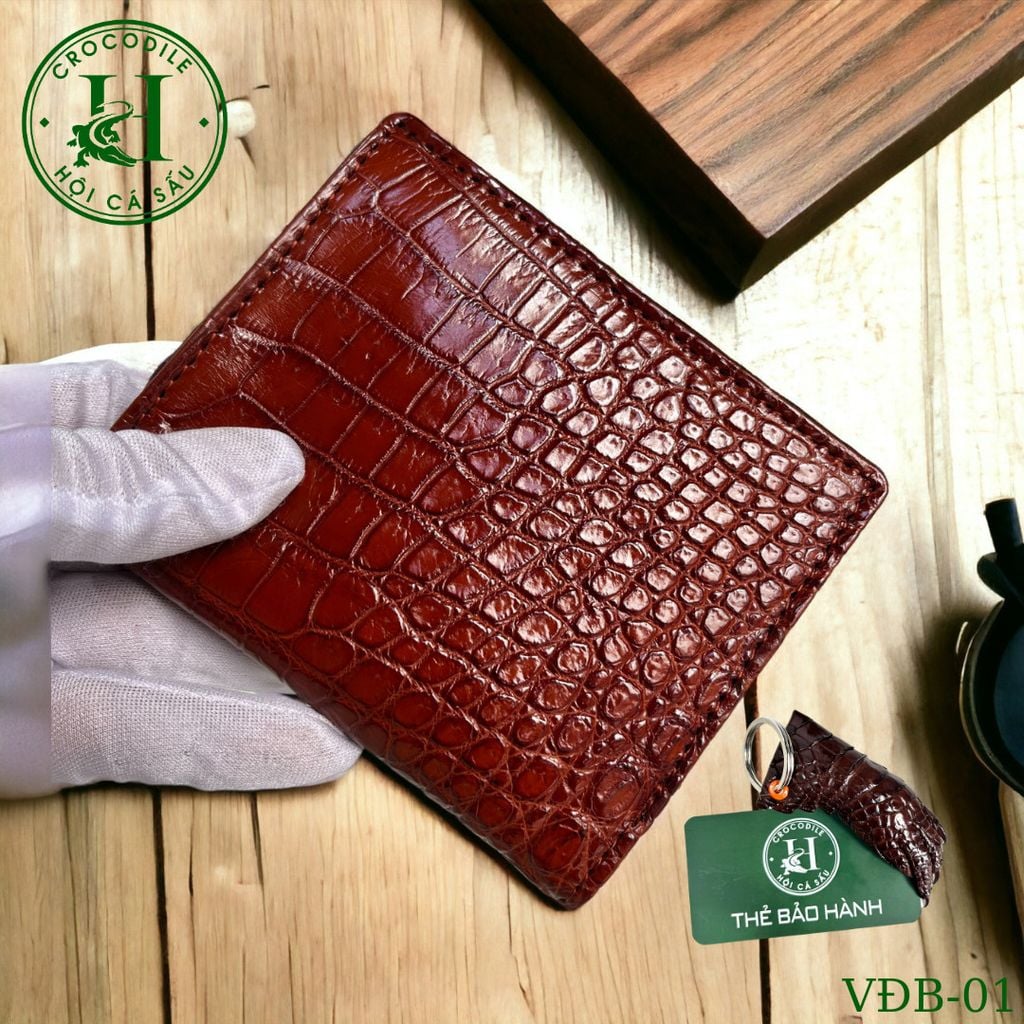 Ví nam phom đứng da bụng cá sấu cao cấp - VDB