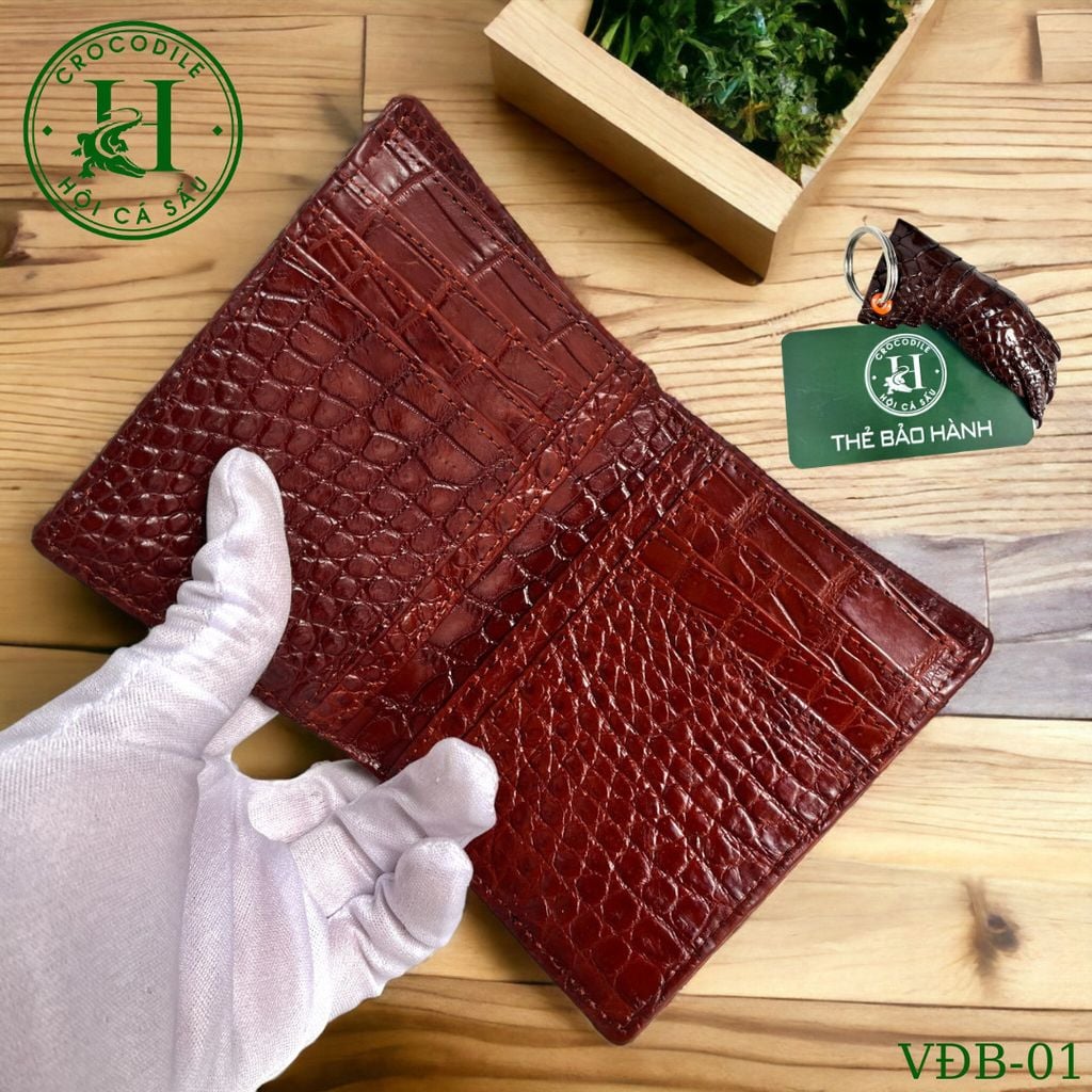 Ví nam phom đứng da bụng cá sấu cao cấp - VDB