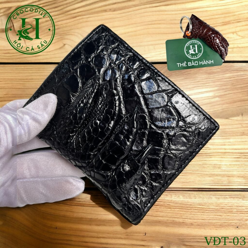 Ví nam phom đứng phối bàn tay cá sấu cao cấp - VDT