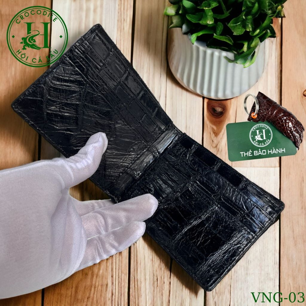Ví nam phom ngang da gù cá sấu cao cấp - VNG