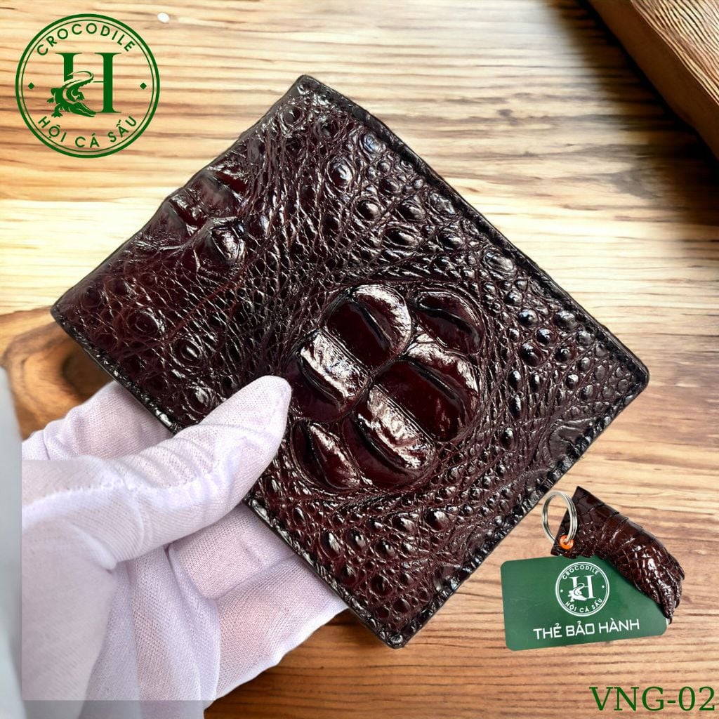 Ví nam phom ngang da gù cá sấu cao cấp - VNG